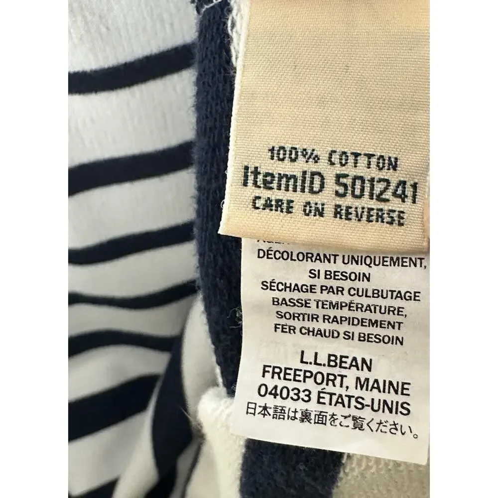 LL Bean Sweater Womens Extra Large White Navy Striped Rugby Soft Cotton Preppy - Picture 8 of 12